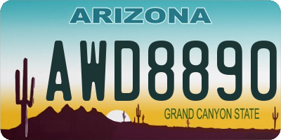 AZ license plate AWD8890