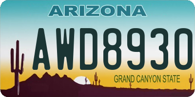AZ license plate AWD8930