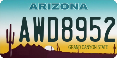 AZ license plate AWD8952