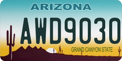 AZ license plate AWD9030