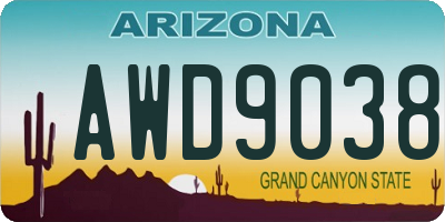 AZ license plate AWD9038