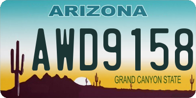 AZ license plate AWD9158