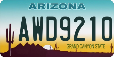 AZ license plate AWD9210