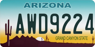 AZ license plate AWD9224