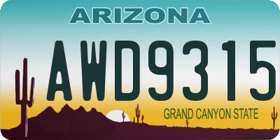 AZ license plate AWD9315