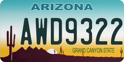AZ license plate AWD9322