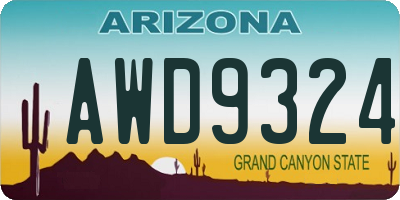AZ license plate AWD9324