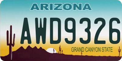 AZ license plate AWD9326