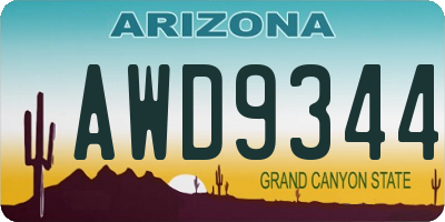 AZ license plate AWD9344
