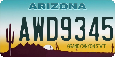 AZ license plate AWD9345