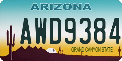 AZ license plate AWD9384