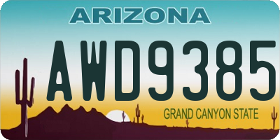 AZ license plate AWD9385