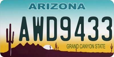 AZ license plate AWD9433