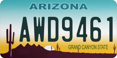AZ license plate AWD9461
