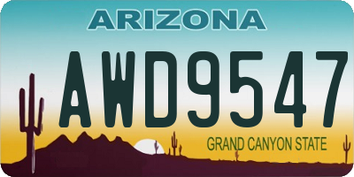 AZ license plate AWD9547