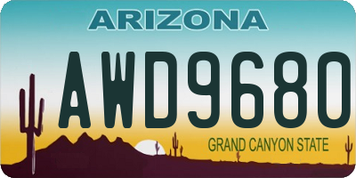 AZ license plate AWD9680