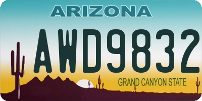 AZ license plate AWD9832