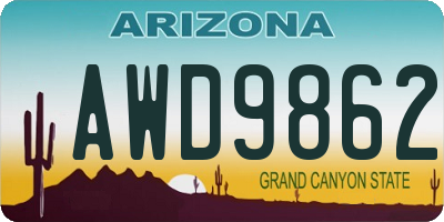 AZ license plate AWD9862