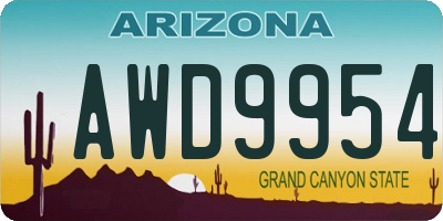 AZ license plate AWD9954