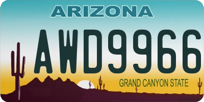 AZ license plate AWD9966