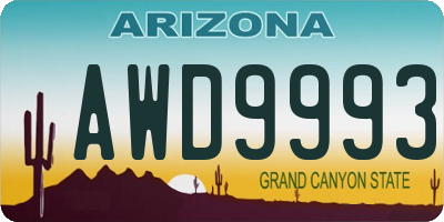 AZ license plate AWD9993