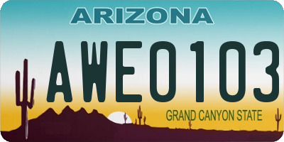 AZ license plate AWE0103