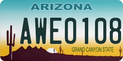 AZ license plate AWE0108