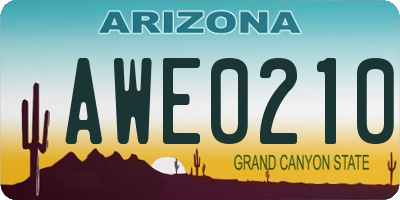 AZ license plate AWE0210