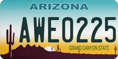 AZ license plate AWE0225