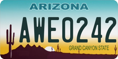 AZ license plate AWE0242