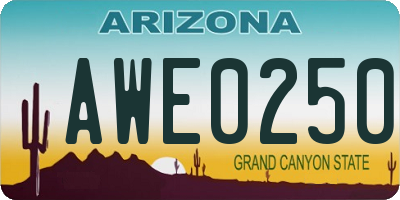 AZ license plate AWE0250