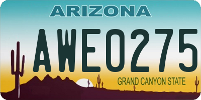 AZ license plate AWE0275