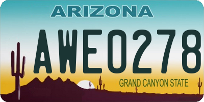 AZ license plate AWE0278