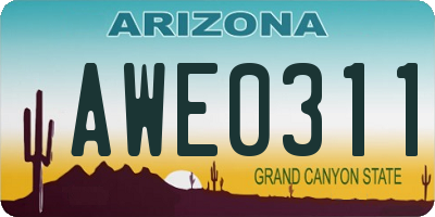 AZ license plate AWE0311