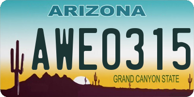 AZ license plate AWE0315