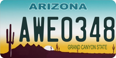 AZ license plate AWE0348