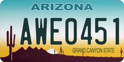 AZ license plate AWE0451