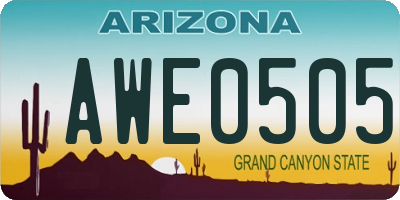 AZ license plate AWE0505