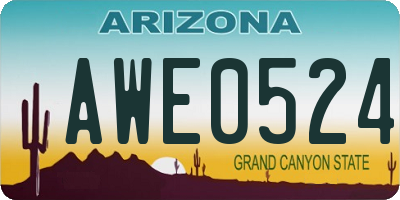 AZ license plate AWE0524