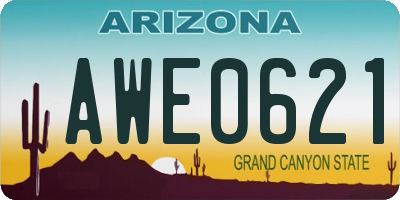 AZ license plate AWE0621
