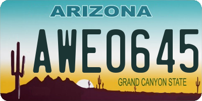 AZ license plate AWE0645
