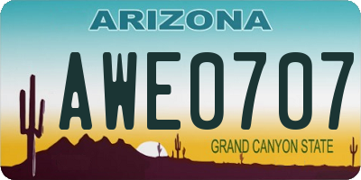 AZ license plate AWE0707