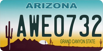 AZ license plate AWE0732