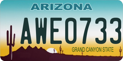 AZ license plate AWE0733