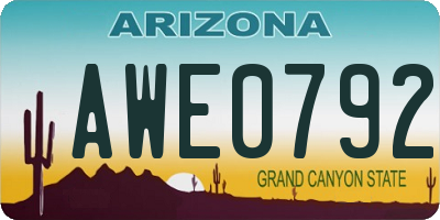 AZ license plate AWE0792