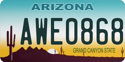 AZ license plate AWE0868