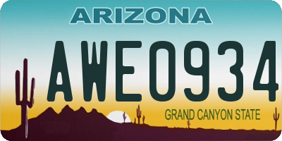 AZ license plate AWE0934