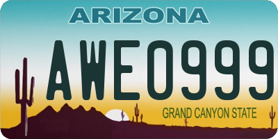 AZ license plate AWE0999
