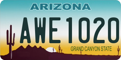 AZ license plate AWE1020