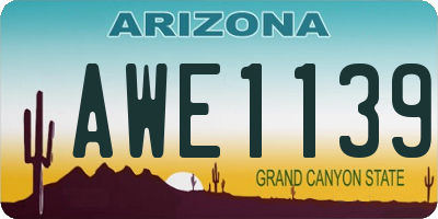 AZ license plate AWE1139